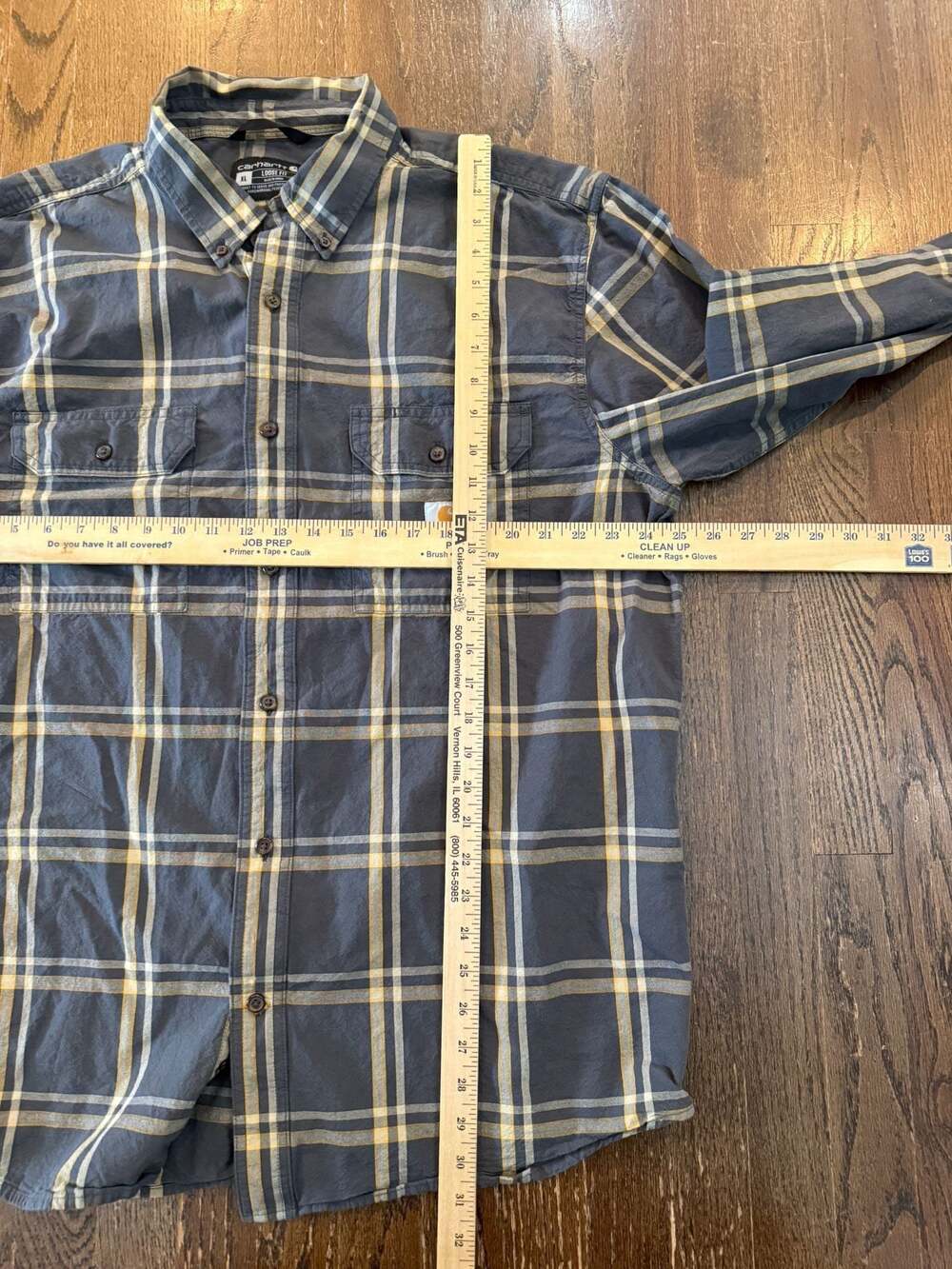 Carhartt Men's Loose Fit Midweight Plaid Long Sleeve Button Down Shirt - Picture 5 of 5
